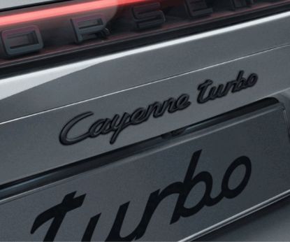 Picture of Badge, Cayenne Turbo, High-Gloss Black, Rear, Cayenne Coupe 2018-