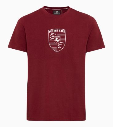 Picture of Mens Porsche Crest T-Shirt in Bordeaux Red