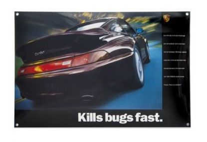 Picture of Enamel Plate, Porsche 993 Turbo, "Kills bugs fast“