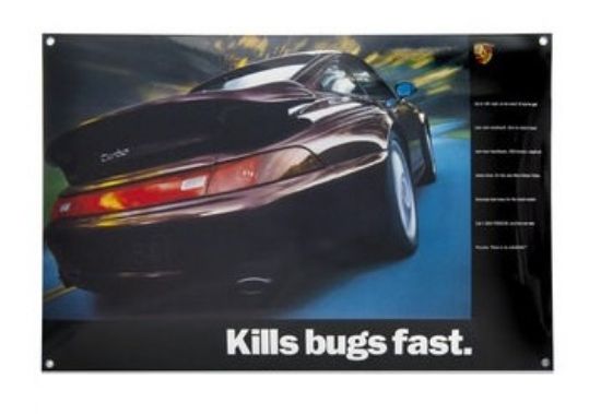 Picture of Enamel Plate, Porsche 993 Turbo, "Kills bugs fast“