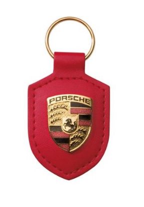 Picture of Porsche Crest Leather Keyring in Red