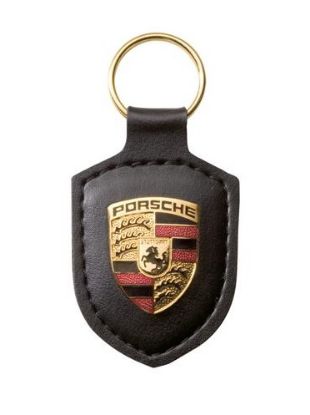Picture of Porsche Crest Leather Keyring in Black