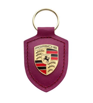Picture of Porsche Crest Leather Keyring in Rubystar