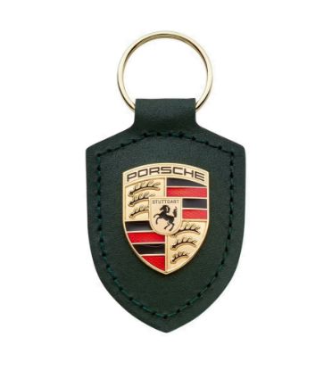 Picture of Porsche Crest Leather Keyring in Irish Green