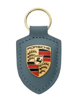 Picture of Porsche Crest Leather Keyring in Shoreblue