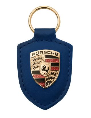Picture of Porsche Crest Leather Keyring in Blue