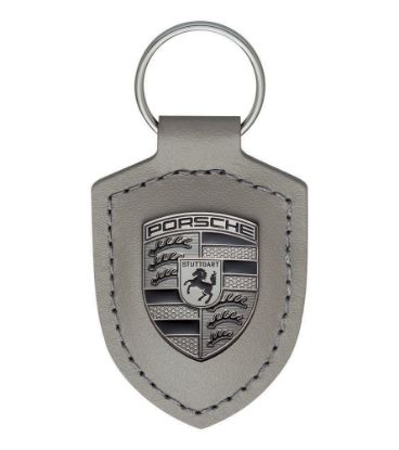 Picture of Porsche Crest Leather Keyring in Monochrome